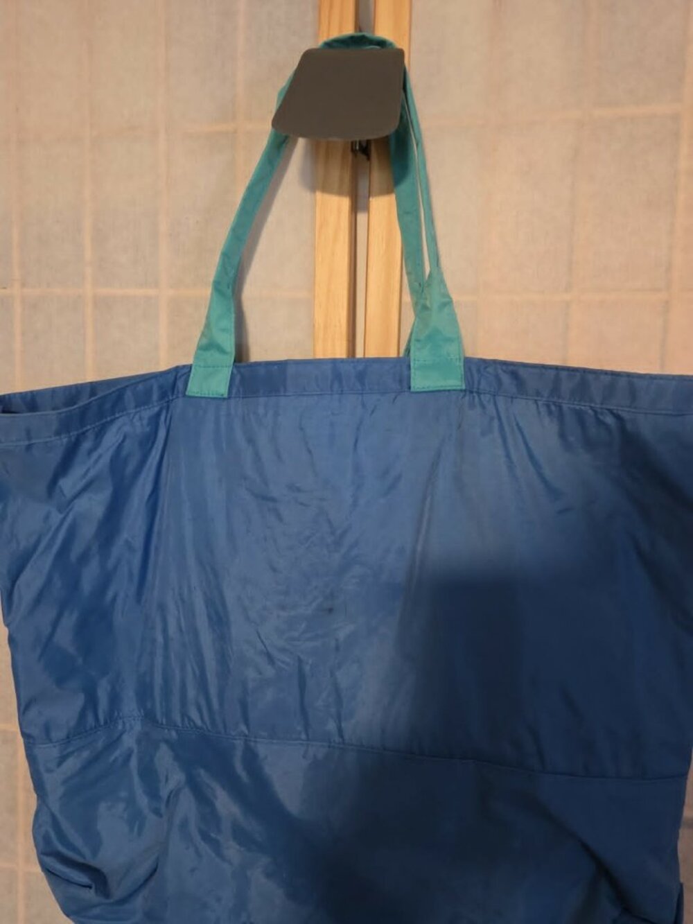 VTG 80s Neon Colorblock Nylon Tote Bag | Retro Beach Gym Travel Shoulder Bag - Picture 2 of 4